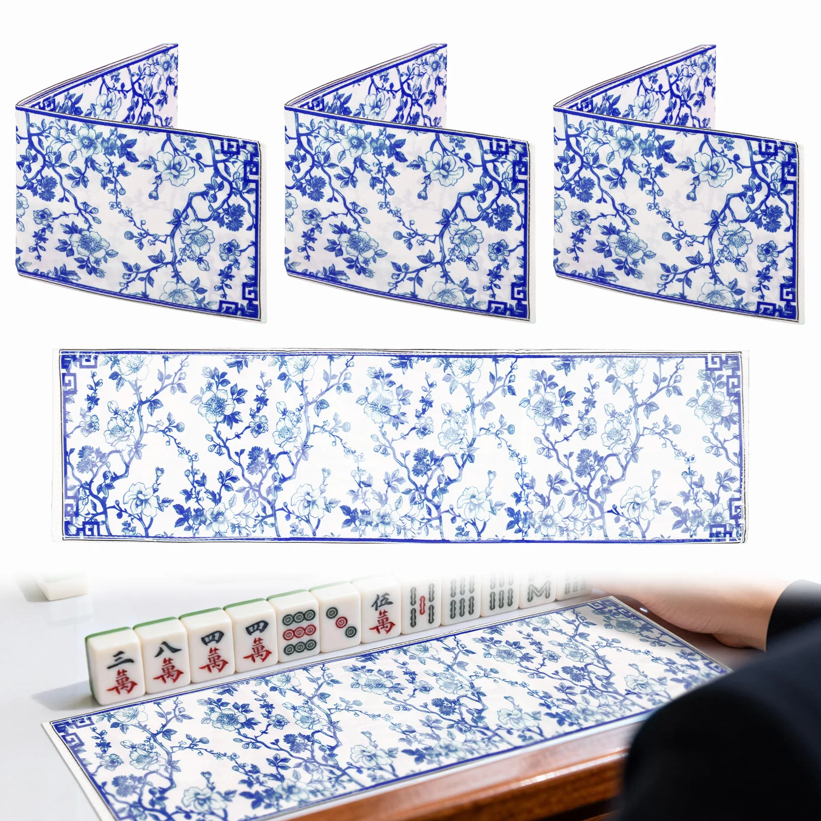 

4 шт. держатель для карт в стиле шинуазри для маджонга с принтом в стиле шинуазри, рукав для карт маджонга, мягкие тканевые защитные чехлы с принтом для домашних путешествий