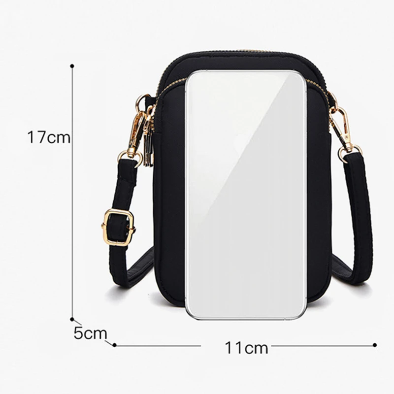 Mini Crossbody torba na suwak telefon komórkowy płócienna torba pionowa portfel torba sportowa na ramię o dużej pojemności