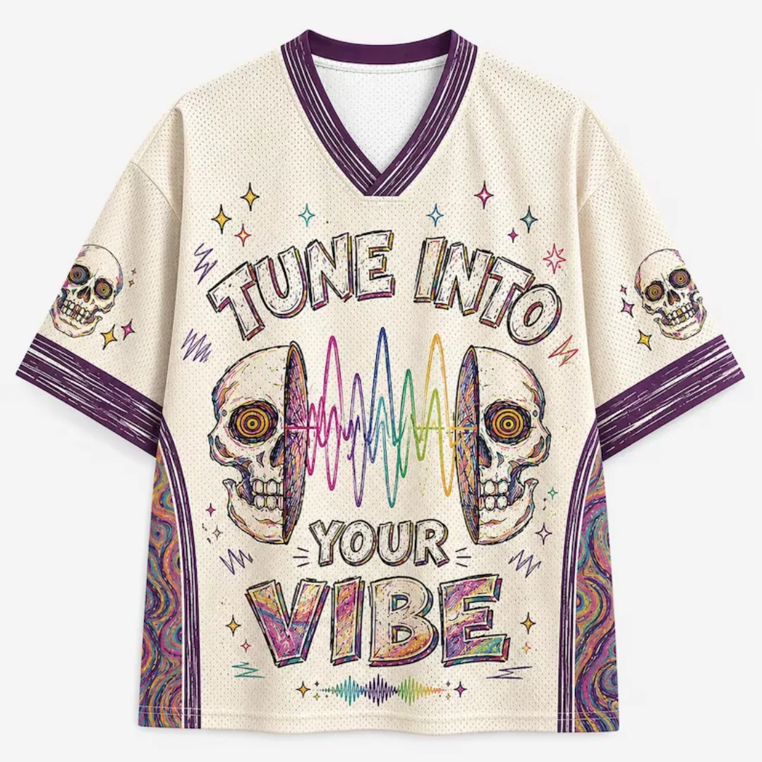 3D Printed Psychedelic Skeleton Atmosphere T-shirt Breathable Mesh V-neck Short Sleeved Beige Purple Retro Street Top