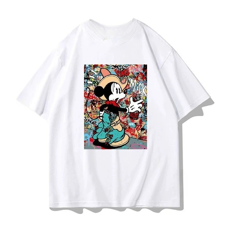 ميكي ماوس 2025 تي شيرت قطني أنيق لصيف 2025 نمط الشارع ديزني طباعة ملابس غير رسمية للرجال #3