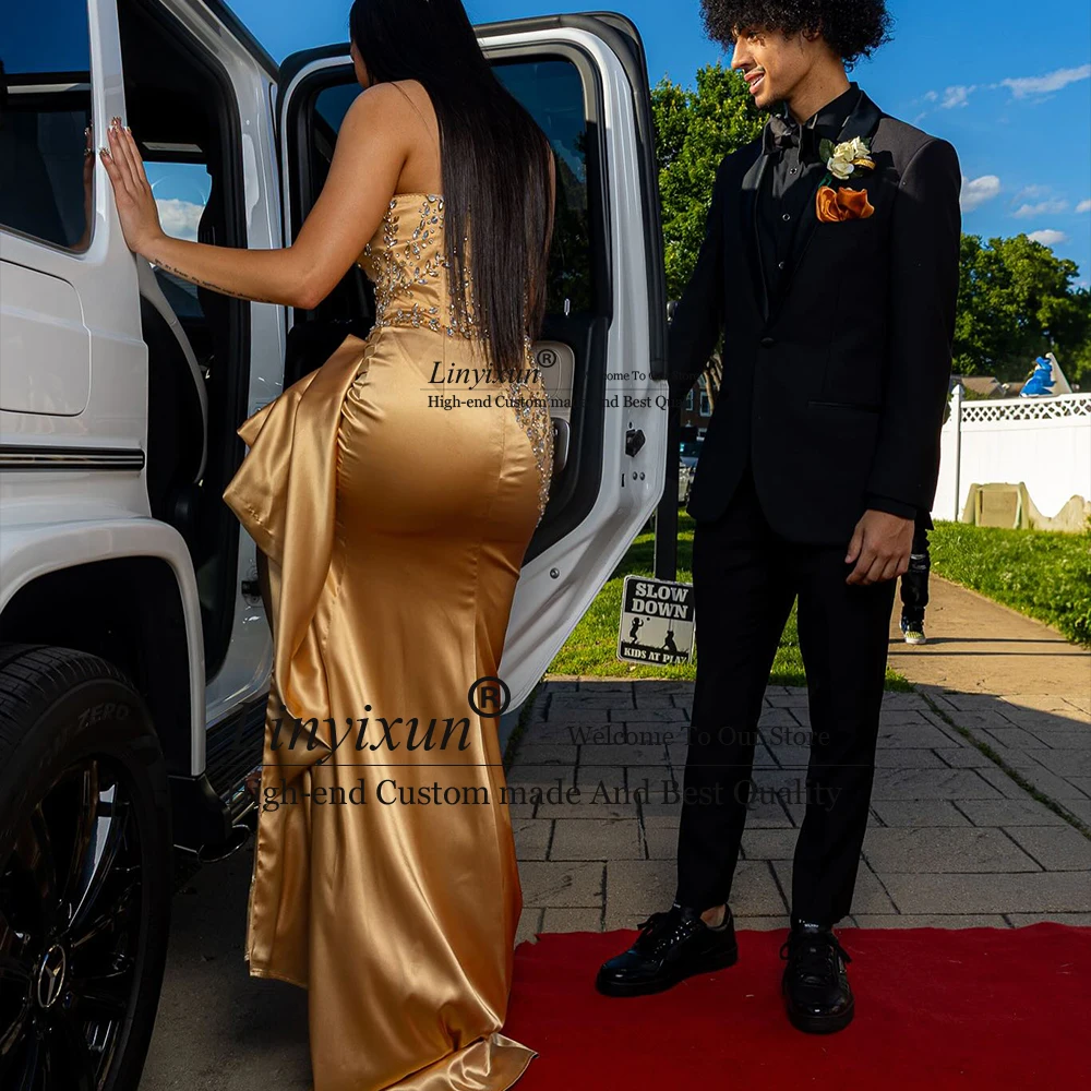 فساتين حفلة موسيقية كلاسيكية من حجر الراين اللامع للنساء بدون حمالات بدون أكمام حورية البحر فساتين حفلات مسائية مخصصة فيستدوس دي سيريمونيا