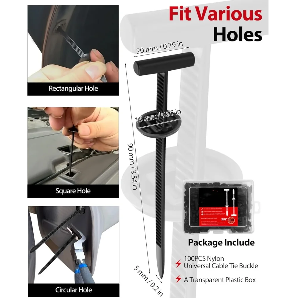 Image 5: Attaches de câble universelles en Nylon, Clips à pression pour garde-boue automatique, coffre de pare-chocs, lot de fixation de câblage domestique, 100/50 pièces