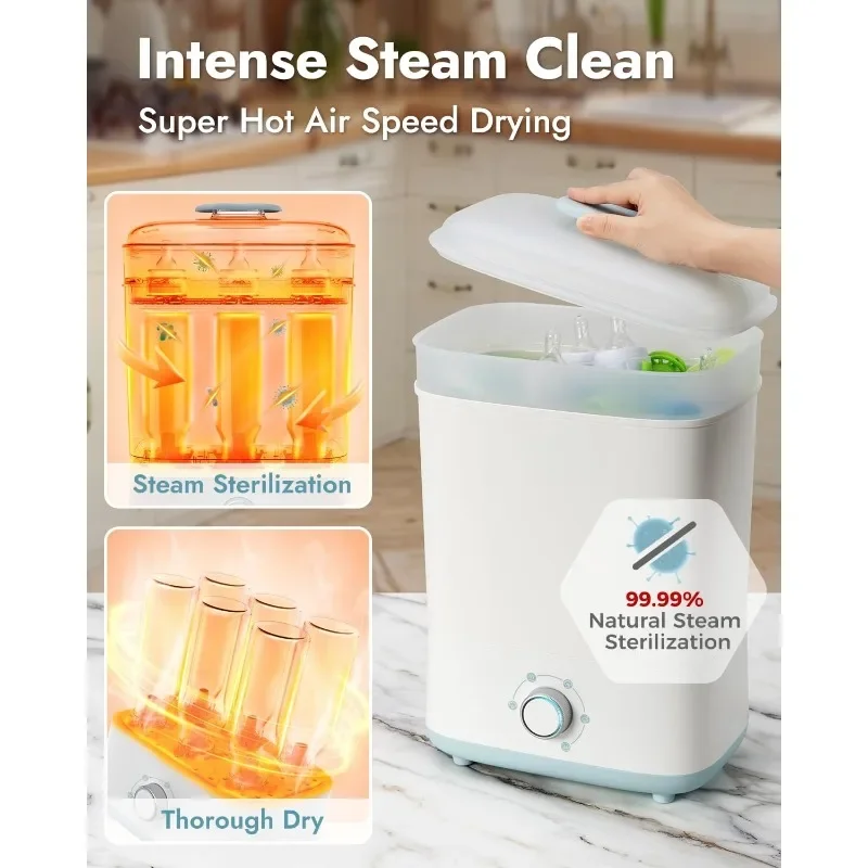 معقم ومجفف زجاجات الأطفال الساخن، معقم بالبخار الكهربائي لزجاجات الأطفال، اللهايات، و #3