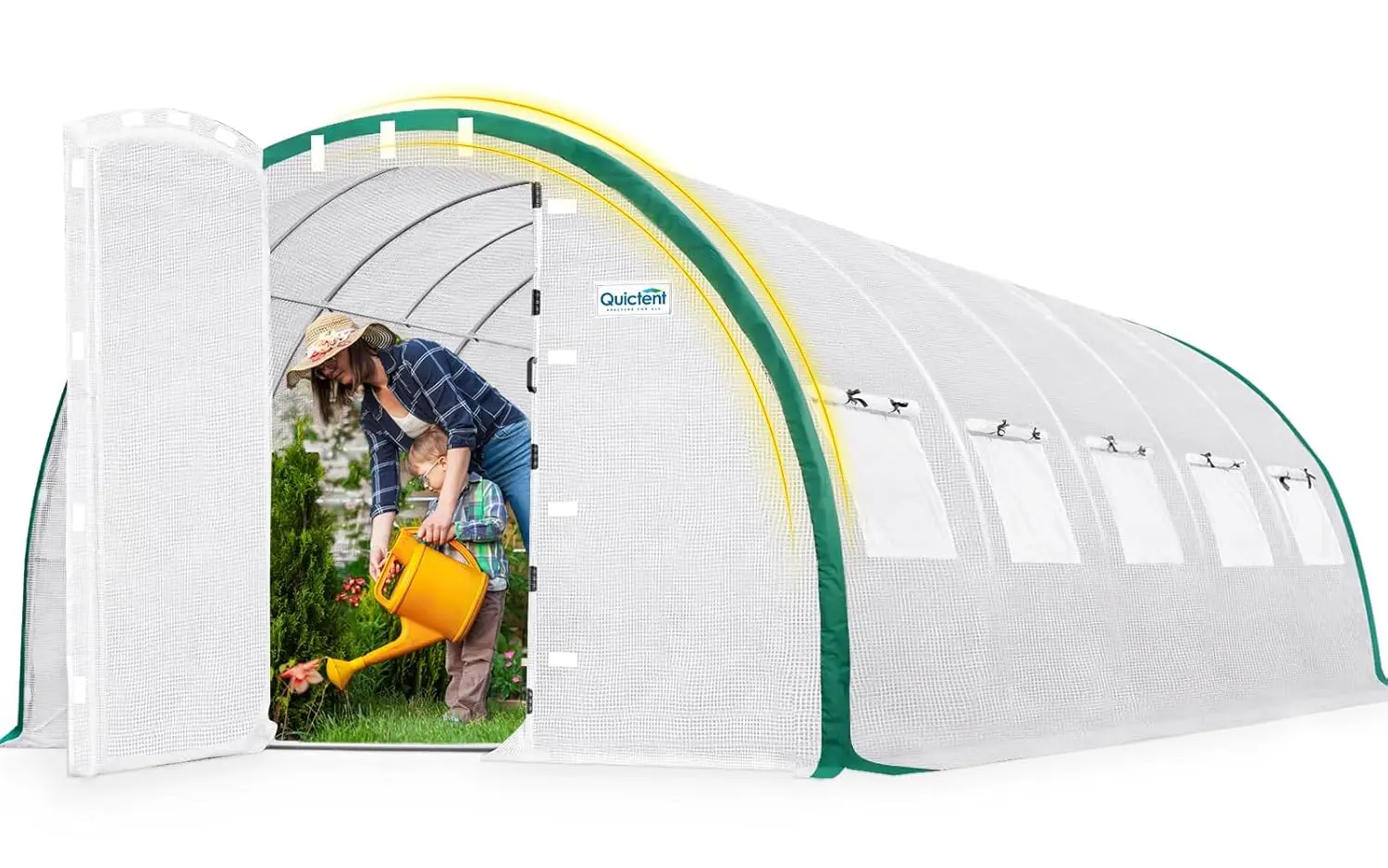 

Premium Greenhouse for Outdoors with Swing Door, Large Walk-in Green House W/ Upgraded Tunnel Hoop Frame & PE Cover Outside Gard