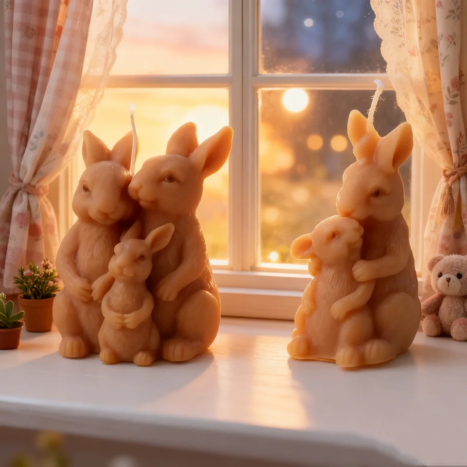 Ostern Kaninchen Stil Aroma Kerze Form DIY Hase Familie Tier Seife Kristall Epoxidharz Casting Werkzeug Ostern Dekor Ambiente Geschenke