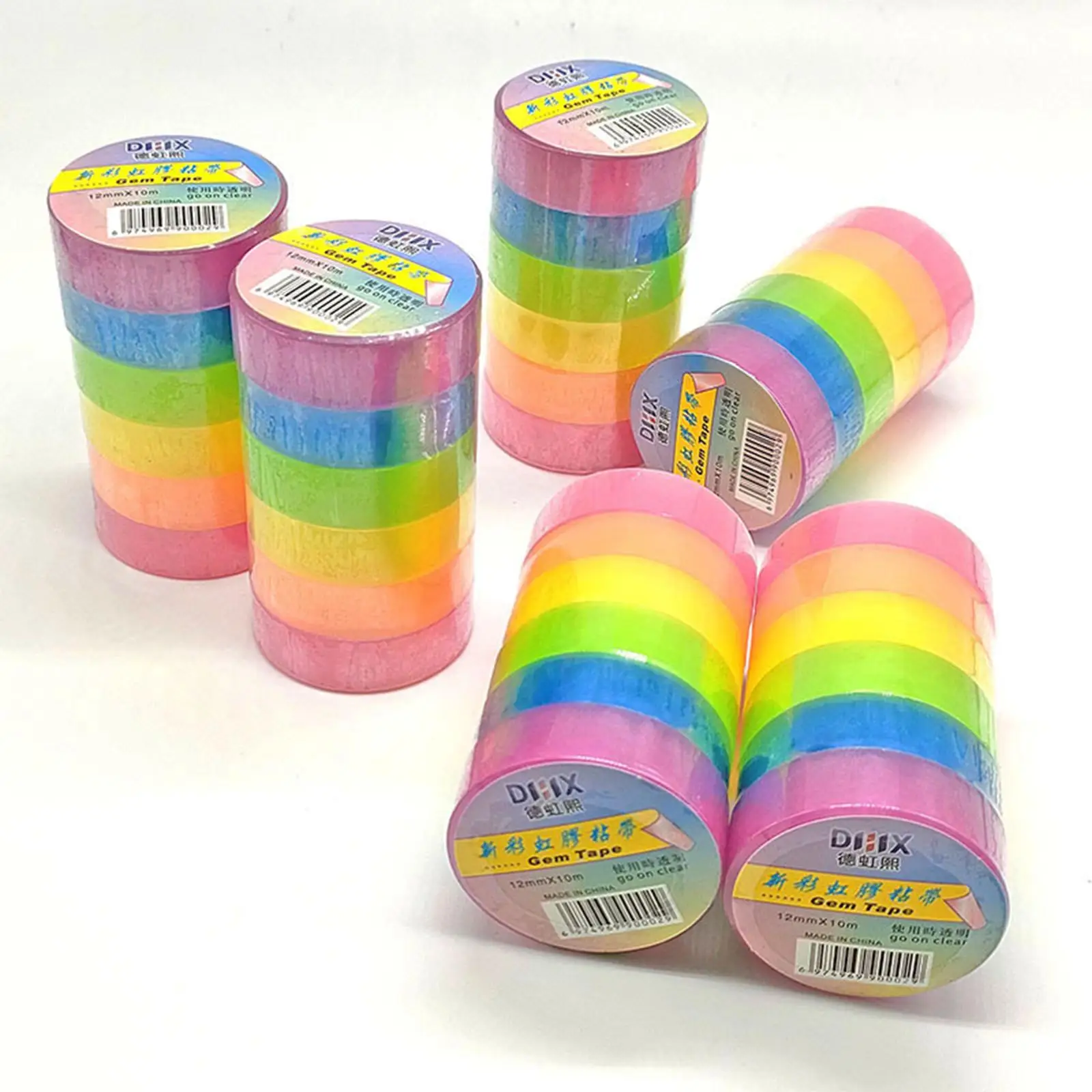 6Pcs Sticky Ball Tape Funny Rainbow Tape Pearlescent Color Sticky Ball Rolling Tape Educational Toy for Boys Girls Kids Home