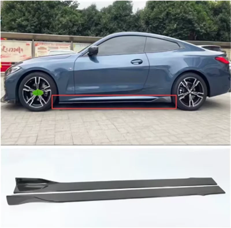 For BMW 4 Series G22 G23 G26 2020-2022 High Quality 2Pcs/1Set Carbon Fiber Side Skirt Spoiler Protector Cover