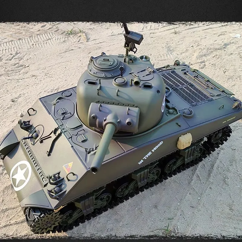 Henglong 3898-1 Metal US M4A3 Main Battle Tank RC Model US Sherman 1:16 Battle Simulation Remote Control Toys Car
