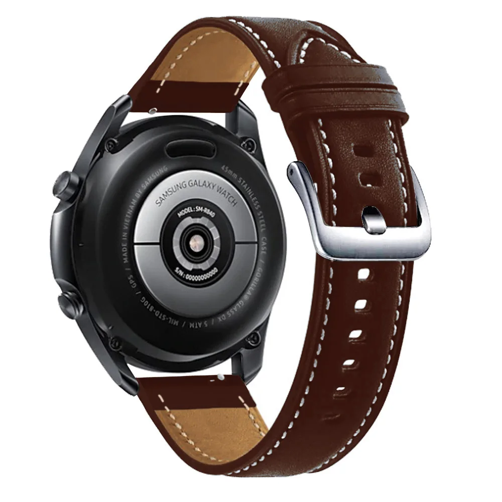 22MM Leather Straps For Samsung Galaxy Watch 3 45mm Bracelet Smart Watchband For Huawei Watch GT2 GT3 46mm Amazfit GTR 2 2e 3