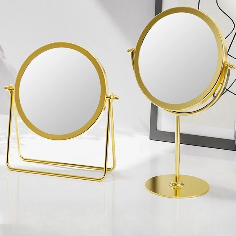 مرآة مكياج أوروبية عتيقة، 360 درجة ° مرآة طاولة تزيين دوارة من الحديد أحادية الجانب، حامل سطح مكتب دوار دائري #1