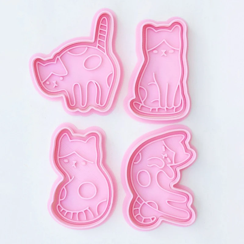 Cute Cat Shaped Biscuit Cutters Pet Kitten Animal Birthday Cake Decorating Tool Fondant Frosting Cookies Mold Baking Accessories