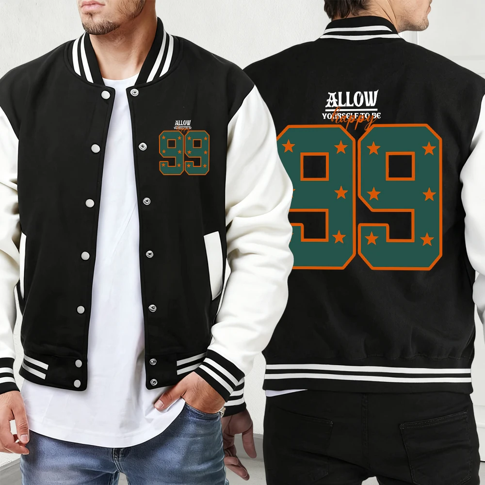 

Hictory Number 08 Pattern Unisex Jackets Classic Pocket Sportswear Street Fashion Menswear Autumn Loose Baseball Uniform Man