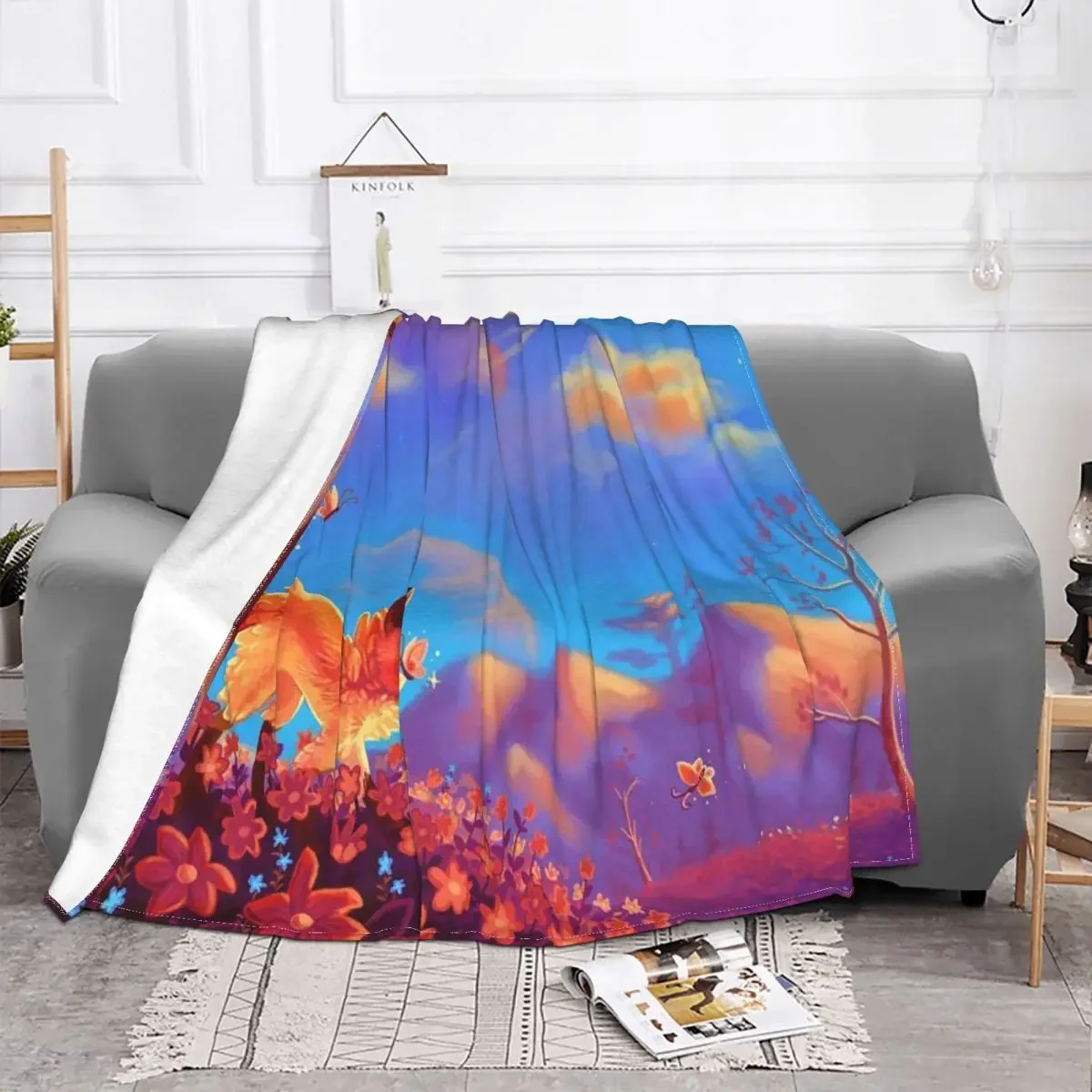 

Baby Blanket Colourful Fox Le Petit Prince Sofa Cover Flannel Winter Anime Cute Soft Throw for Home Outdoor Bedding Throws