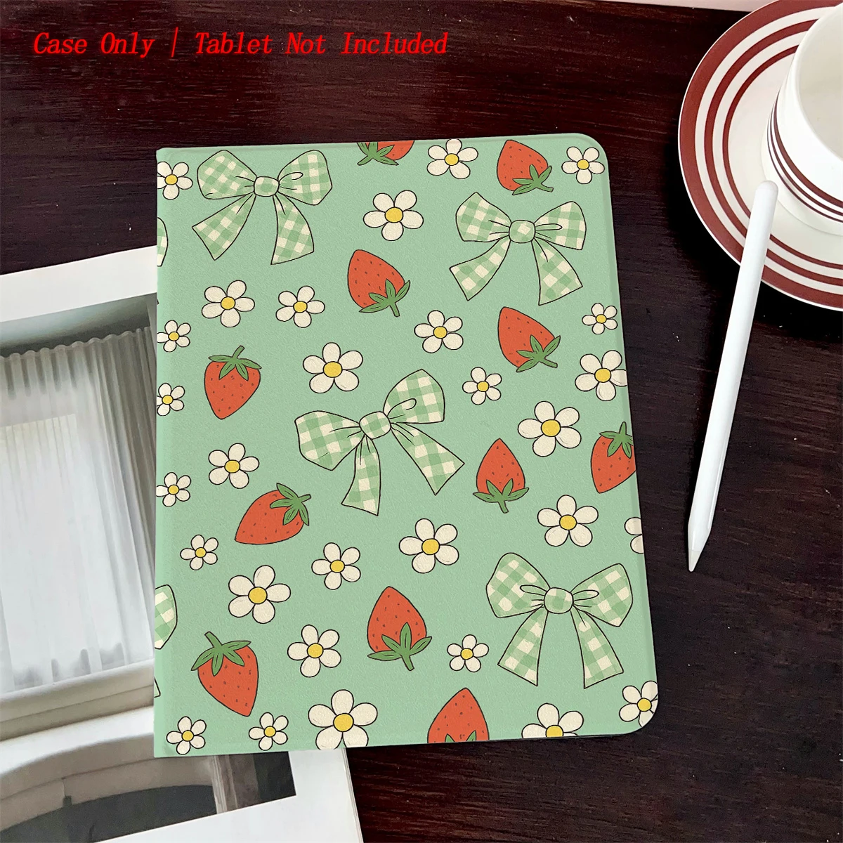 For ipad Magnetic case ferlPad 11th A16 pro Air 13 11 M3 M2 M4 Funda Cover For Strawberry bow-shaped flower print design style