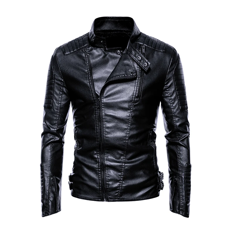 Leather jacket men's autumn and winter vintage motorcycle lapel waterproof jacket, top tier jacket for men in Europe and America