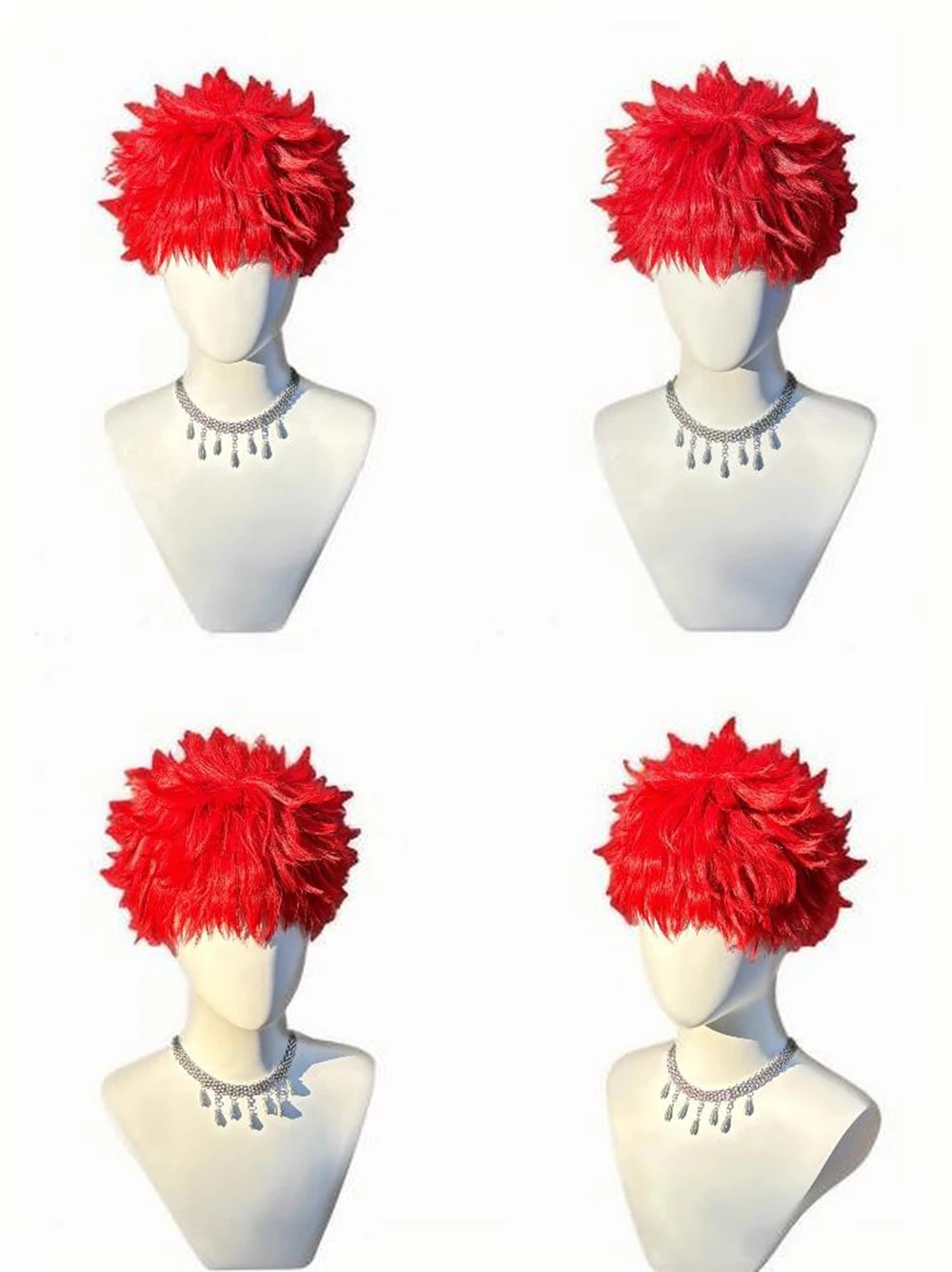 Anime Short Silver Red Mixed Cosplay Wig High Temperature Resistant Synthetic Fiber Custom Styled for Themed Role Play Party