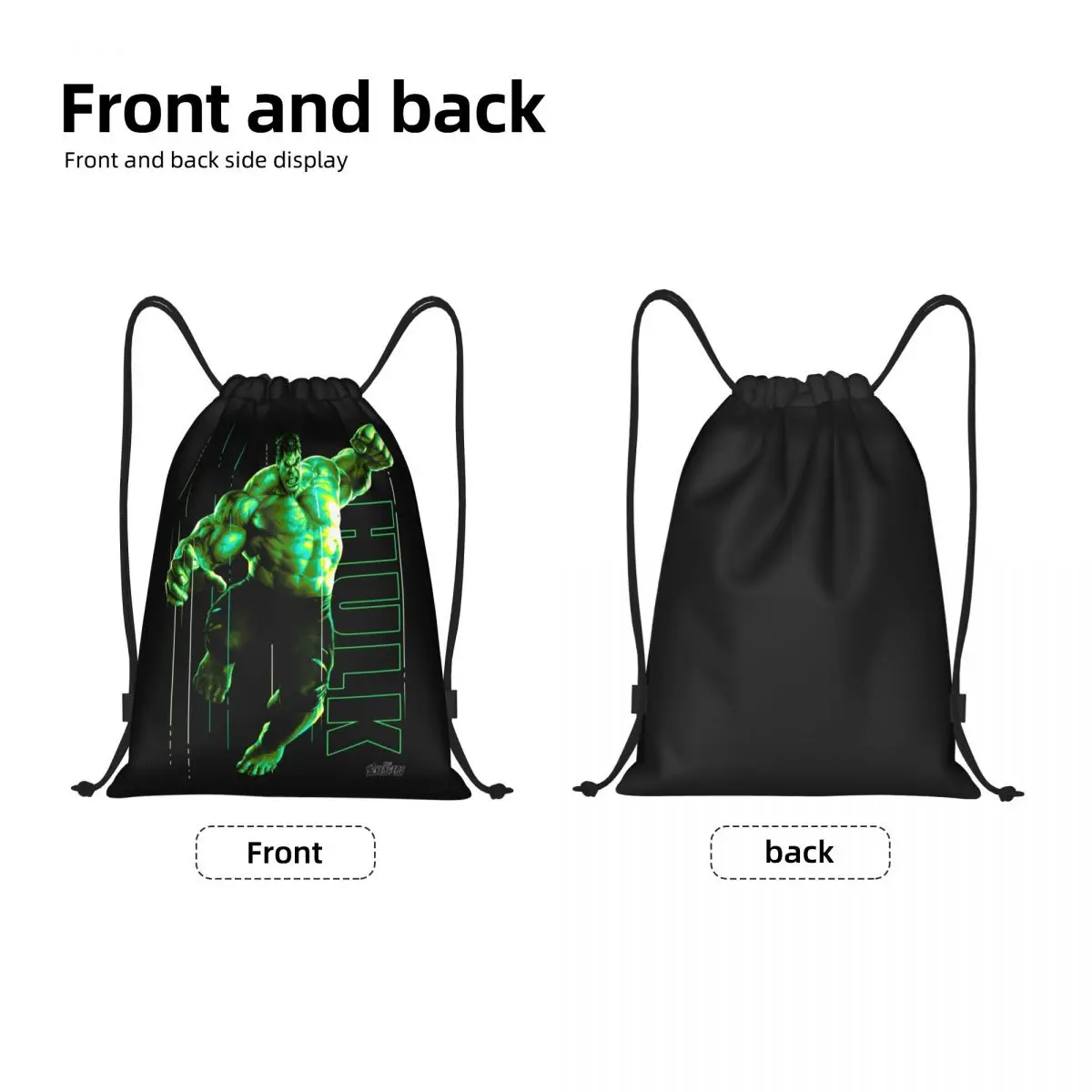 Custom Marvel Hulk The Incredible Glow Drawstring Bag Women Men Lightweight Sports Gym Storage Backpack