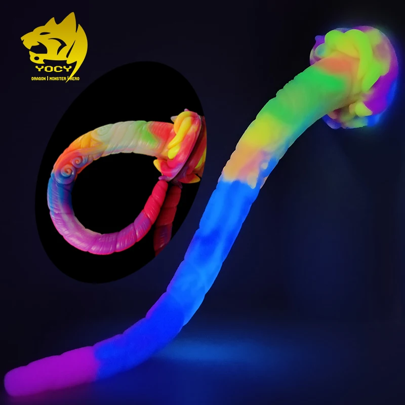 YOCY 16.9Inch Long Butt Plug Unicorn Fantasy Dildo Silicone Soft Anal Plug Glowing In Dark Sex Toy For Women Men Anus Masturbate