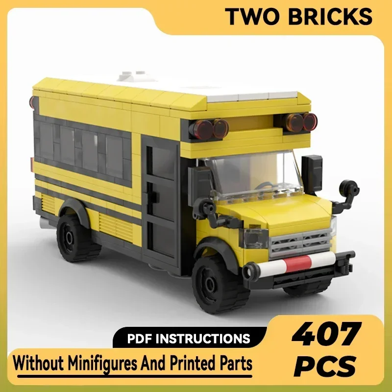 City Vehicle Model Moc Building Bricks America Short School Bus Technology Modular Blocks Gifts Christmas Toys DIY Sets Assembly