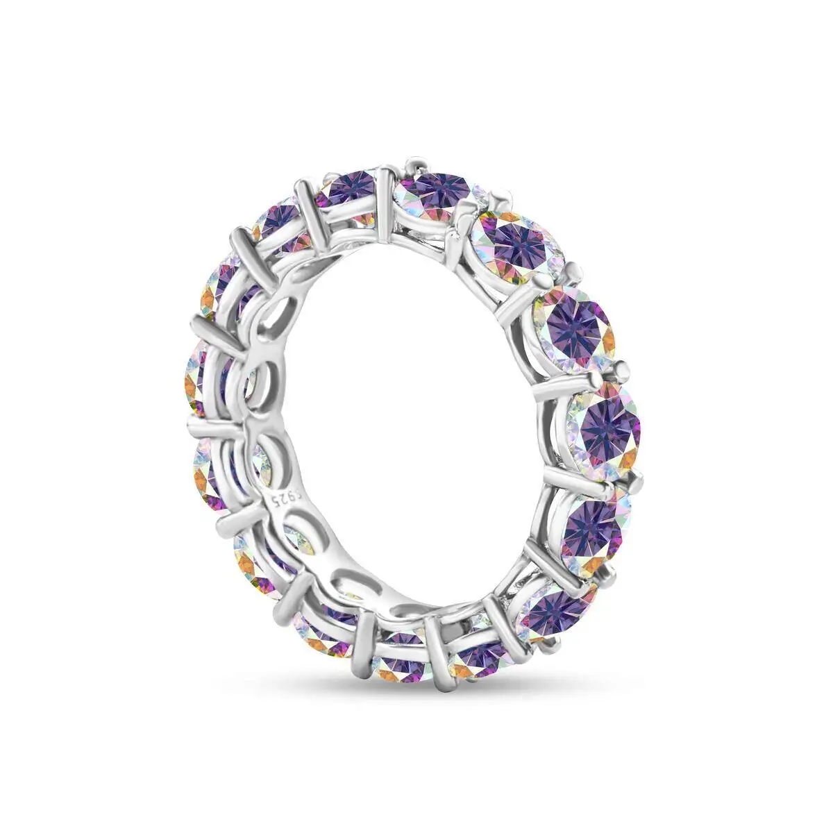 5mm 7ct bunter Moissan ite Ring versilbert mit Weißgold Ehering Ewigkeit sband Verlobung ringe für Frauen – Detail 10