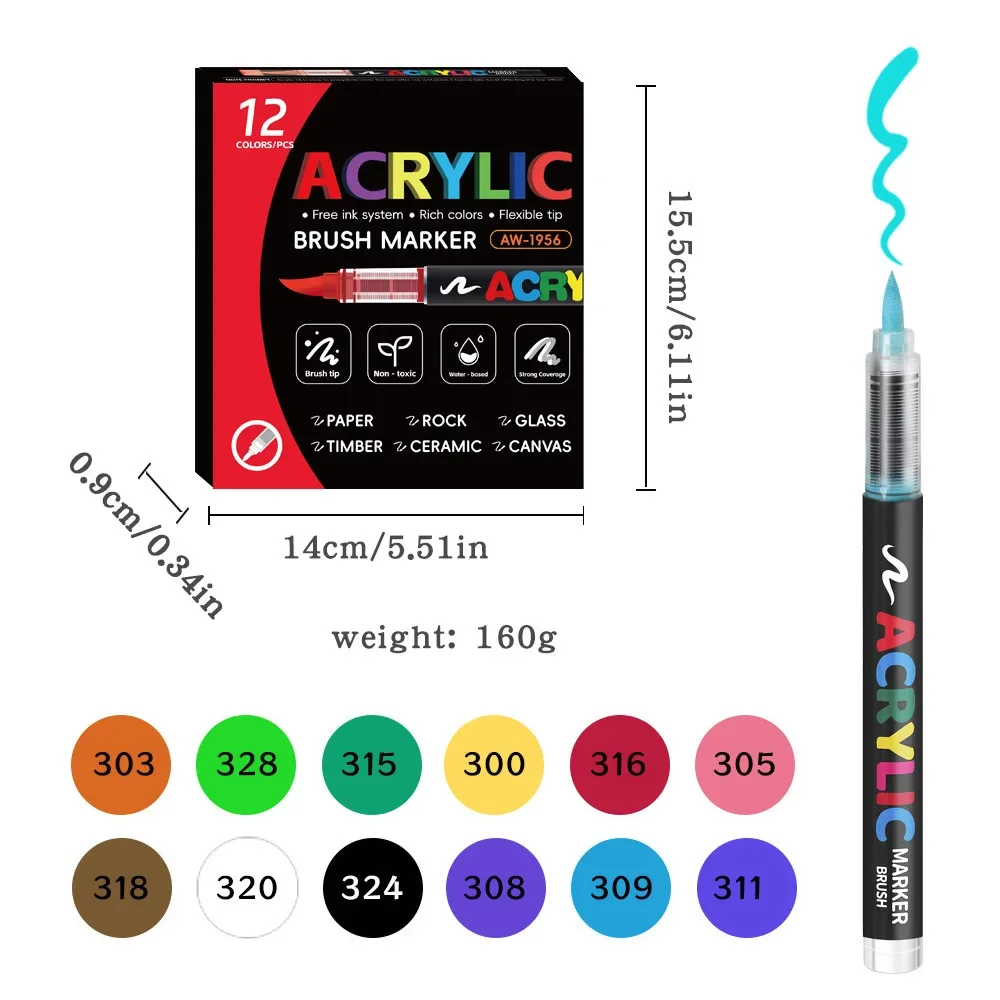 12-168 kleuren directe vloeibare markeerstift set, DIY hand getrokken, graffiti verf kunst acrylverf pennen, perfect voor kunstenaar/student
