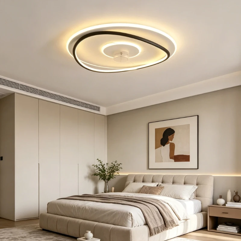 Nordic LED Ceiling Fan Light Living Room Apartment Homestay Bedroom Remote Unlimited Dimming 6-speed Household Lighting Fixtures