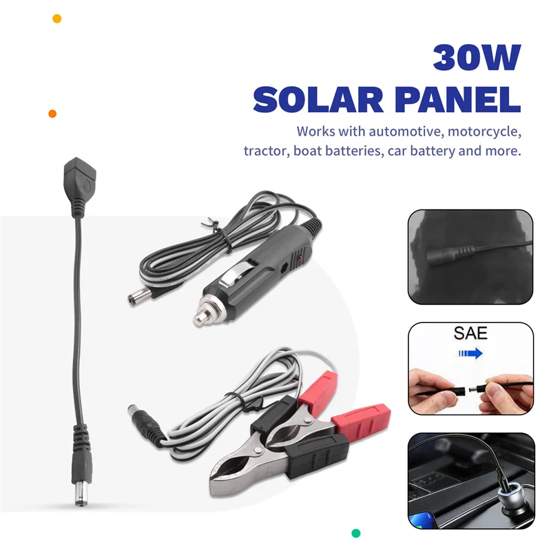 

Новинка! 12 В 30 Вт для автомобиля, лодки, солнечная панель, зарядное устройство для аккумулятора, устройство для обслуживания автомобиля, мотоцикла, трактора, лодки, автофургона