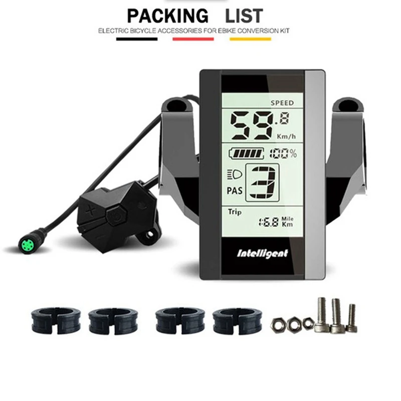 24V-60V 800S LCD E-Bike Display Indicator for BBS01 BBS02 Mid Hub Drive Electric Bicycle Conversion Kits-ABFB