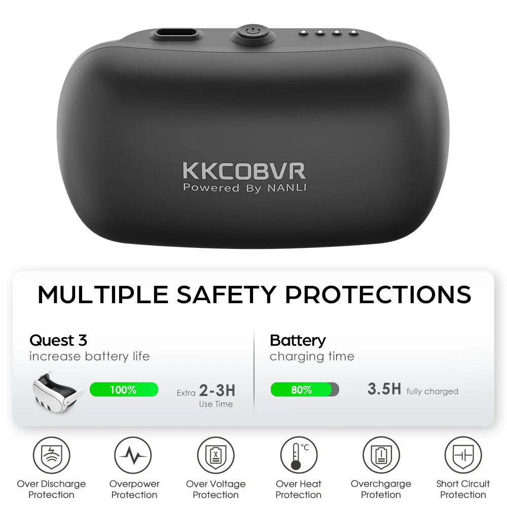 KKCOBVR P2 черный головной ремень, аккумулятор подходит для KKCOBVR Q3PRO, O2, P4, Q2PRO и других серий головных ремней