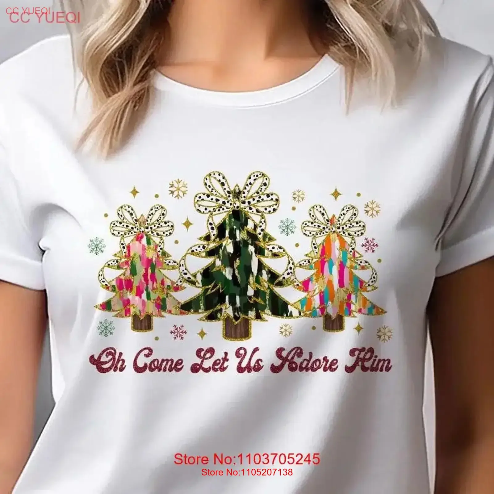 أوه تعال دعونا نعش له عيد الميلاد المسيحي بيلا قماش طاقم الرقبة تي شيرت DTF 50161 خمر غسلها تنفس #1