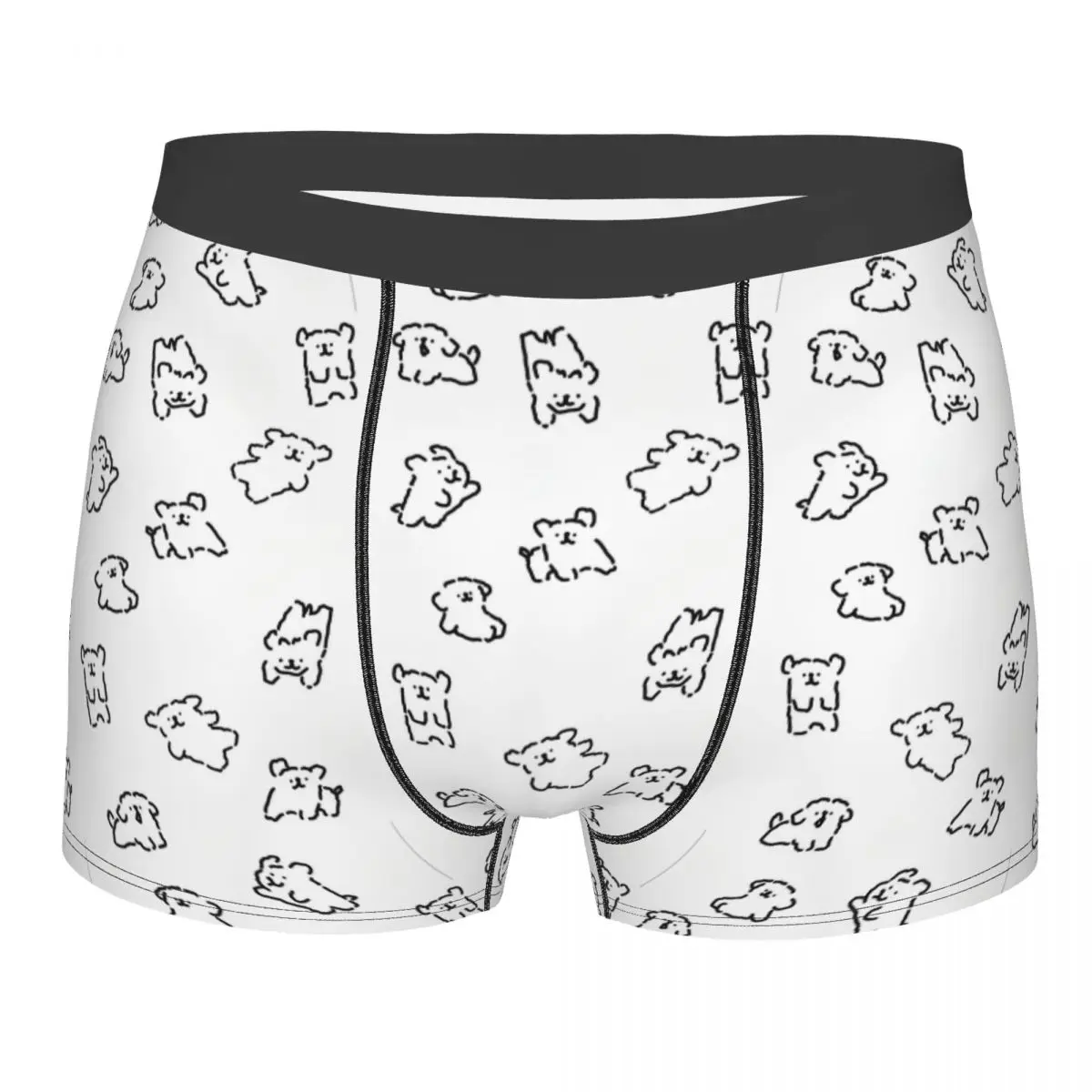 Men Ins Korea Line Puppy Maltese Boxer Briefs Shorts Panties Mid Waist Underwear Various Post Homme Novelty Plus Size Underpants