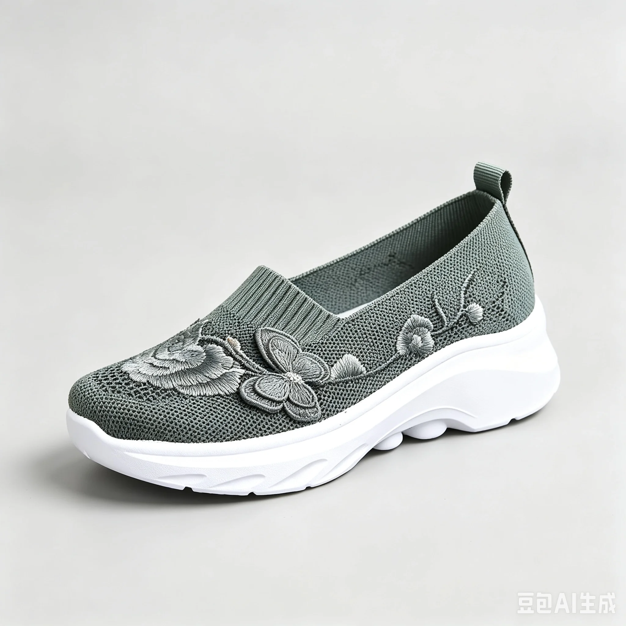 Zapatos de plataforma de verano 2026 para mujer, transpirables, de punto, con bordado floral, sin cordones, para caminar, ligeros, con plantilla suave y amortiguada, suela antideslizante de cuña, cómodos, informales, para uso diario, exterior, viajes, calzado de enfermera, en negro, caqui, verde, varias tallas.