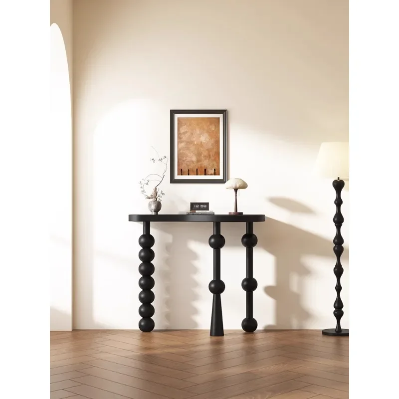 

Black Narrow Entrance Table: Slim Foyer Table for Entryway Storage & Decoration