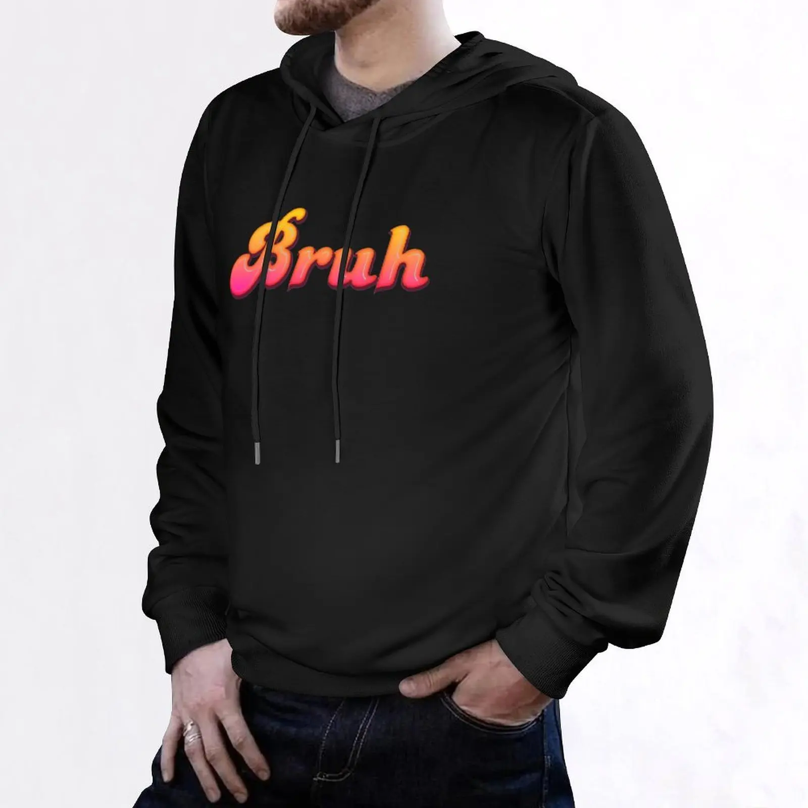 Bruh هوديي ملابس رجالي جرافيك تي شيرت رجالي ملابس رجالية معطف رجالي كبير الحجم هوديي