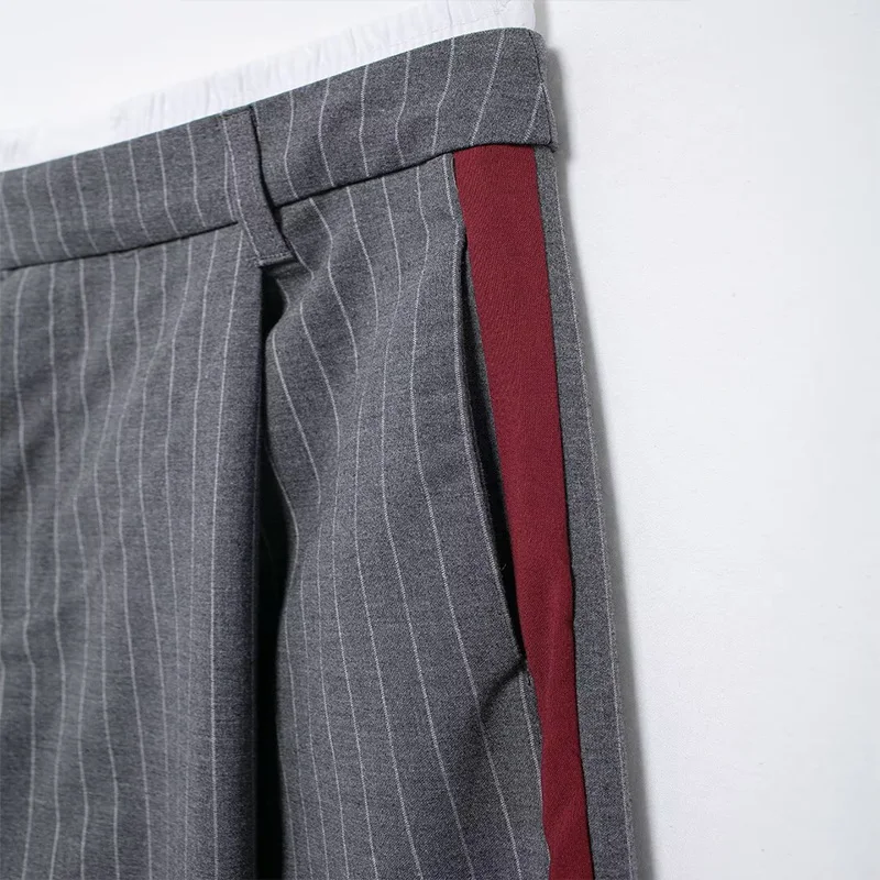 Koekop المرأة الموضة بلون مقلمة شقة الجبهة دعوى السراويل خمر مزاجه عادية شيك سيدة البدلة بنطلون