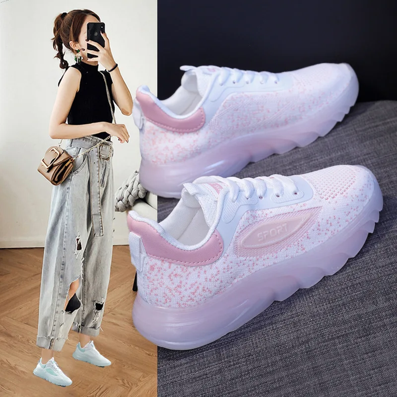 Women Casual Shoes Fashion Breathable Walking Mesh Flat Shoes Sneakers Women luminous Gym Vulcanized Shoes White Female Footwear