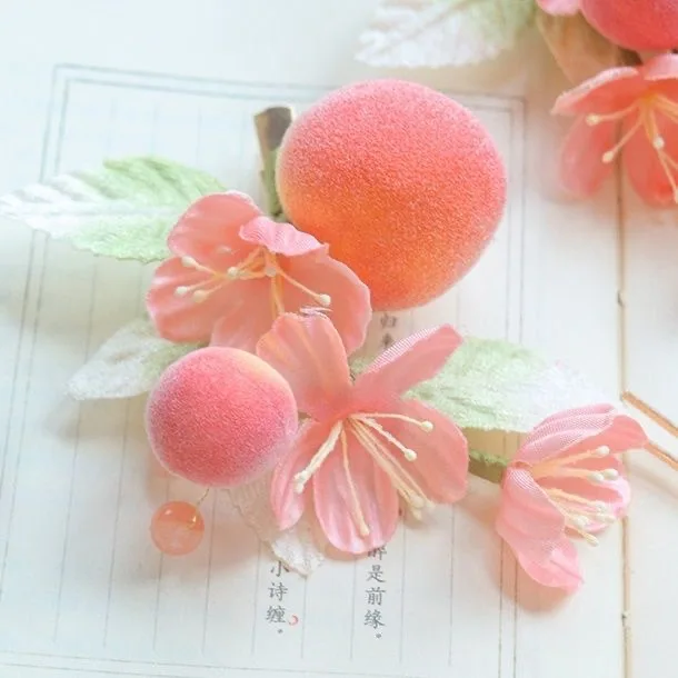2026 New Cute Pink Peach Flower Butterfly Hair Clips And Hair Pins Set Chinese Hanfu Style Hair Accessories For Women Daily Wear