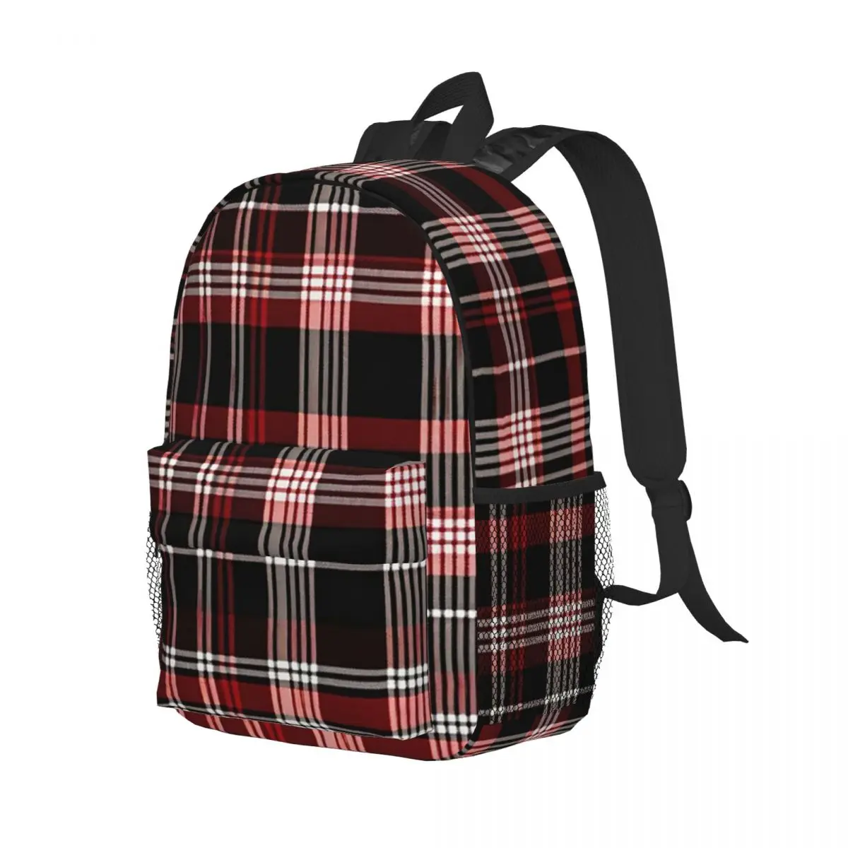 Black & Red Tartan Scottish Plaid Backpacks Teenager Bookbag Students School Bags Travel Rucksack Shoulder Bag Large Capacity