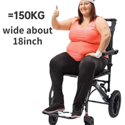 Ultra-Lightweight  fat  150kg Wheelchair With Flip-Backs Arms  Swing-Away Footrests