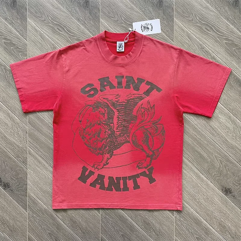 

Washed Red SAINT VANITY T Shirt Men Women T-shirt Top Tees