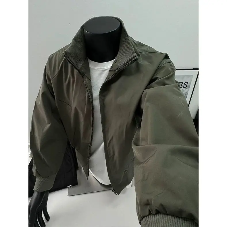 Brown American short down jacket men's autumn and winter flight jacket cotton jacket cotton jacket baseball jacket