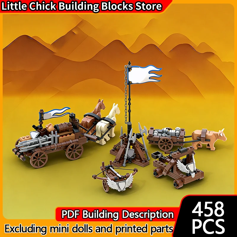 

Medieval Castle Model MOC Building Bricks Ballista，Catapult，Wagon，Camp Flagpole Modular Technology Holiday Gifts Assemble Toys