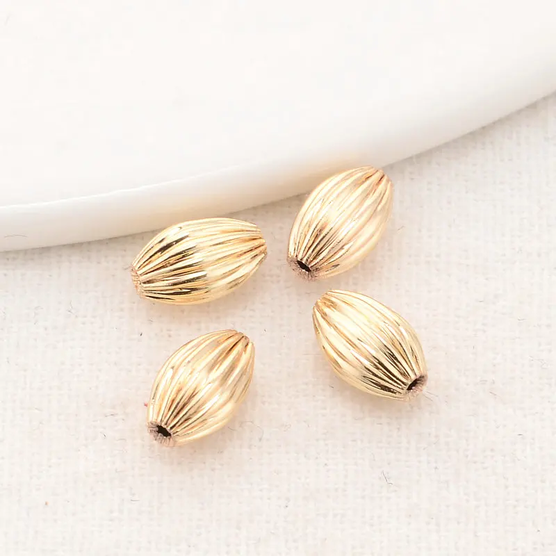 20PCS 5*8MM 14K Gold Color Plated Brass Oval Shape Bracelets Beads Spacer Beads High Quality Diy Jewelry Accessories