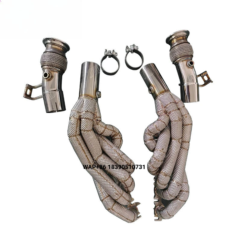 High Performance Stainless Steel Exhaust Header for R8 V10 5.2L Heat Shield-Mirror Polished Racing Sport Upgrade Manifold 1