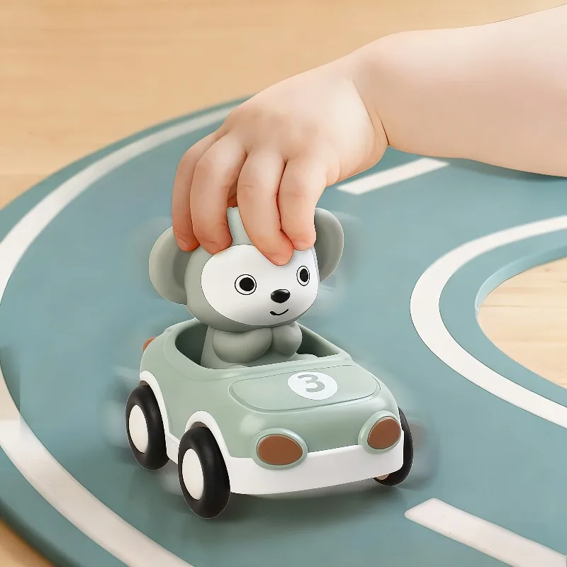 Children's Inertia Sliding Animal Cart Detachable Soft Rubber Finger Cover Multi Play Baby Car Toy Exercise Reaction Ability
