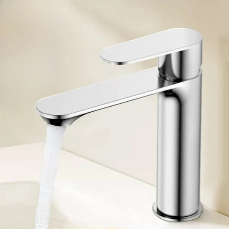 

304 Stainless Steel Water Faucet, Hot Cold Ceramic Mixing Valve, Double Handle Basin Tap, Bathroom Vanity Sink Lavatory