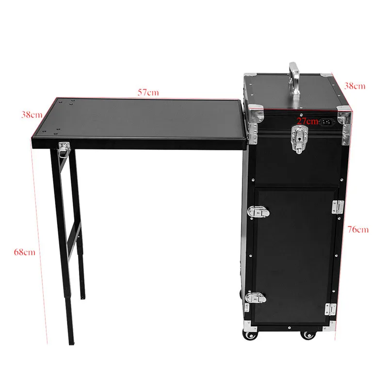Large Capacity Portable Nail Art Tools Storage Organizer Box Table Multifunctional Makeup Cosmetics Case with Trolley Drawer
