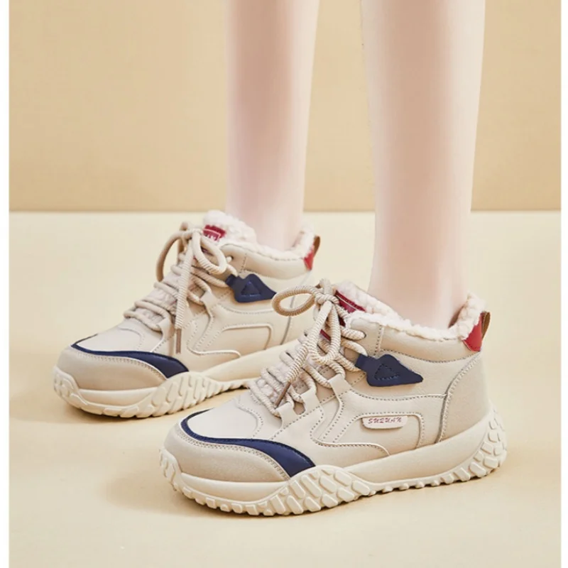 

Women's Fleece Dad Shoes Winter Teen Sports Running Casual Warm Height-Increasing Outdoor Work Footwear