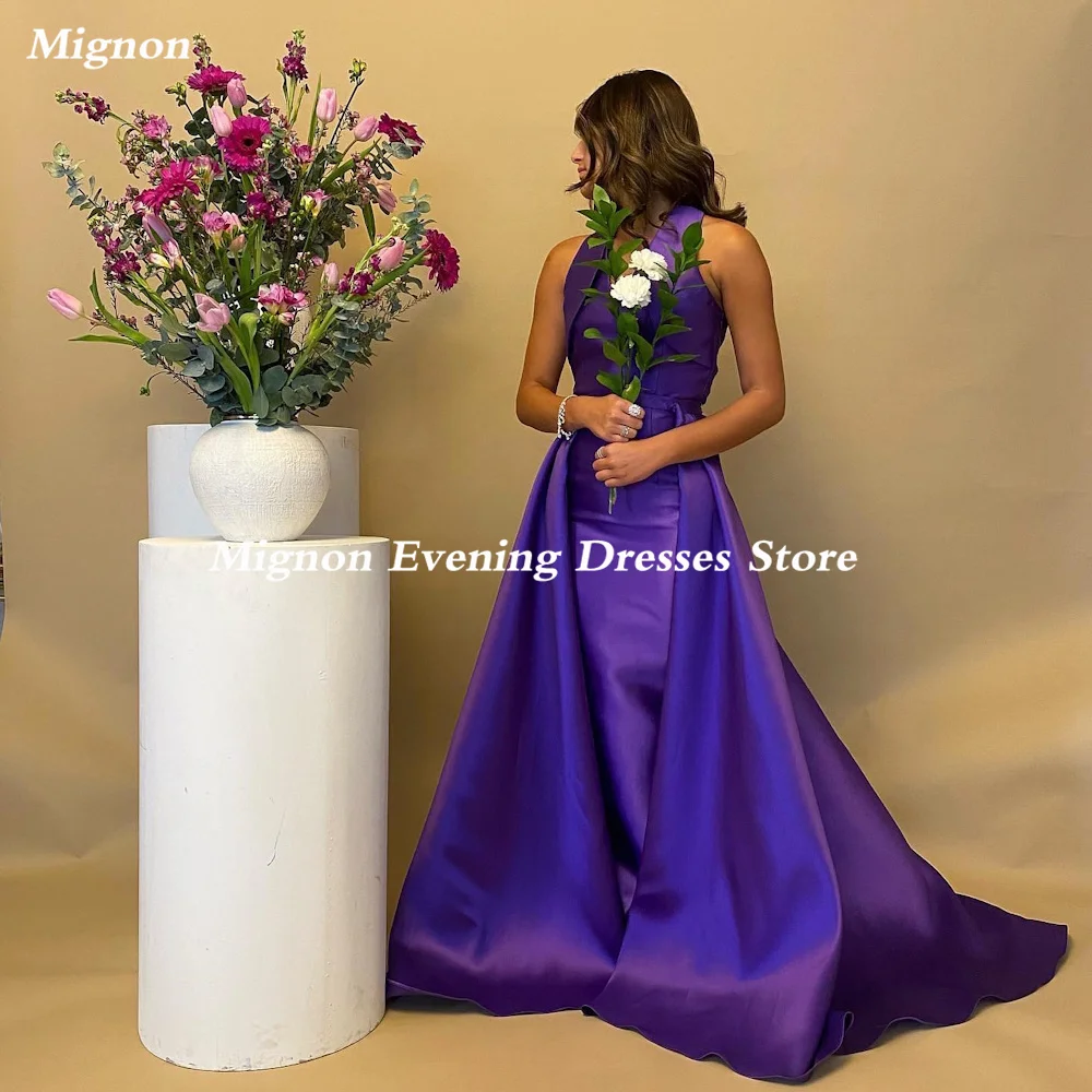 

Mignon Satin A-line Halter Ruffle Formal Prom Gown Floor Length luxury Evening Formal Elegant Party Dress for Women 2023