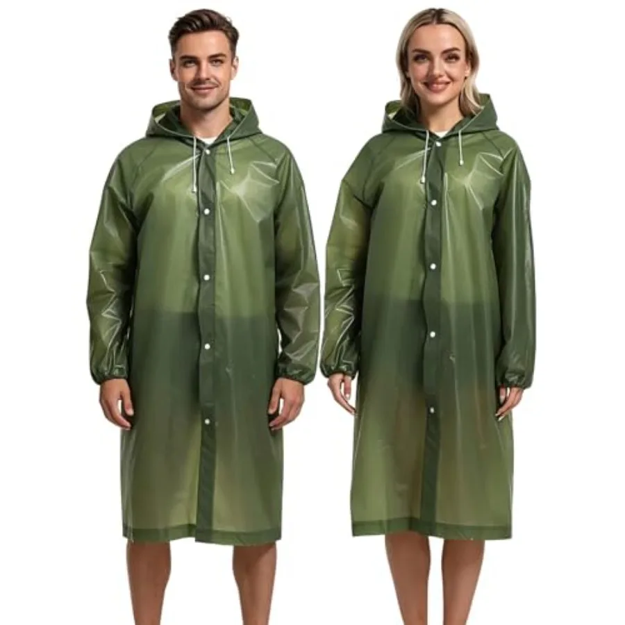 

Rain Coats for Adults, 2 Pack Reusable EVA Rain Ponchos for Camping Hiking Travelling